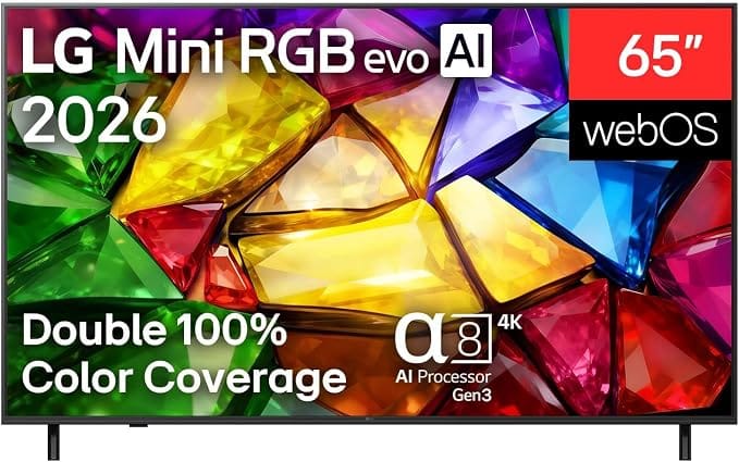وفر 40% على تلفزيون ال جي الجديد 4K Mini RGB 120Hz AI Processor webOS26 مقاس 65 انش